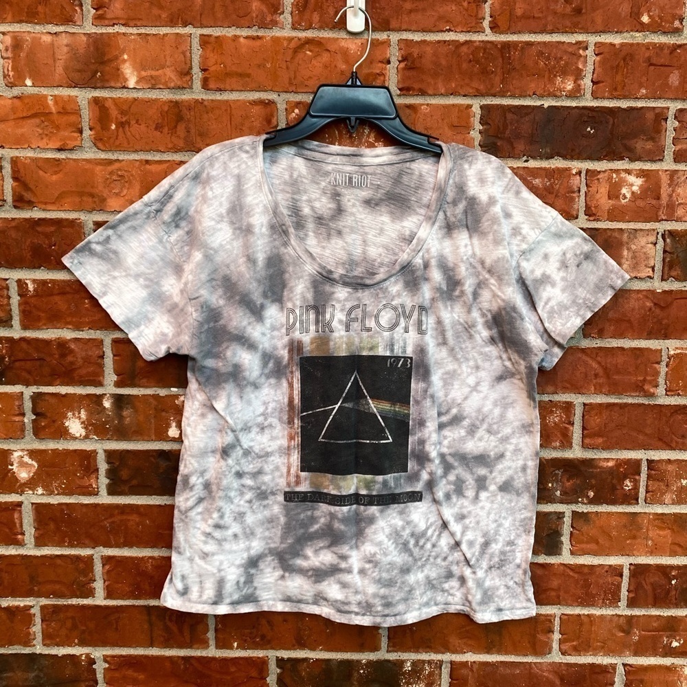 Knit Riot Womens Medium Pink Flyod Tie Dye Short Sleeve Boxy Oversized Band Tee